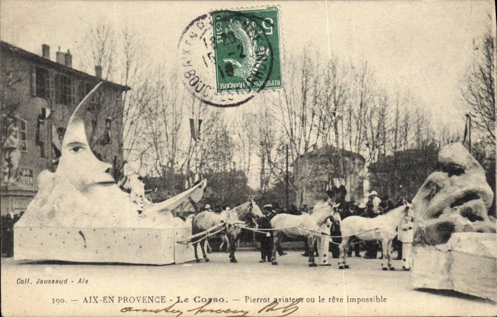 CPA Fantaisie Lune Aix en Provence Le Corso Pierrot aviateur ou le reve impossible
