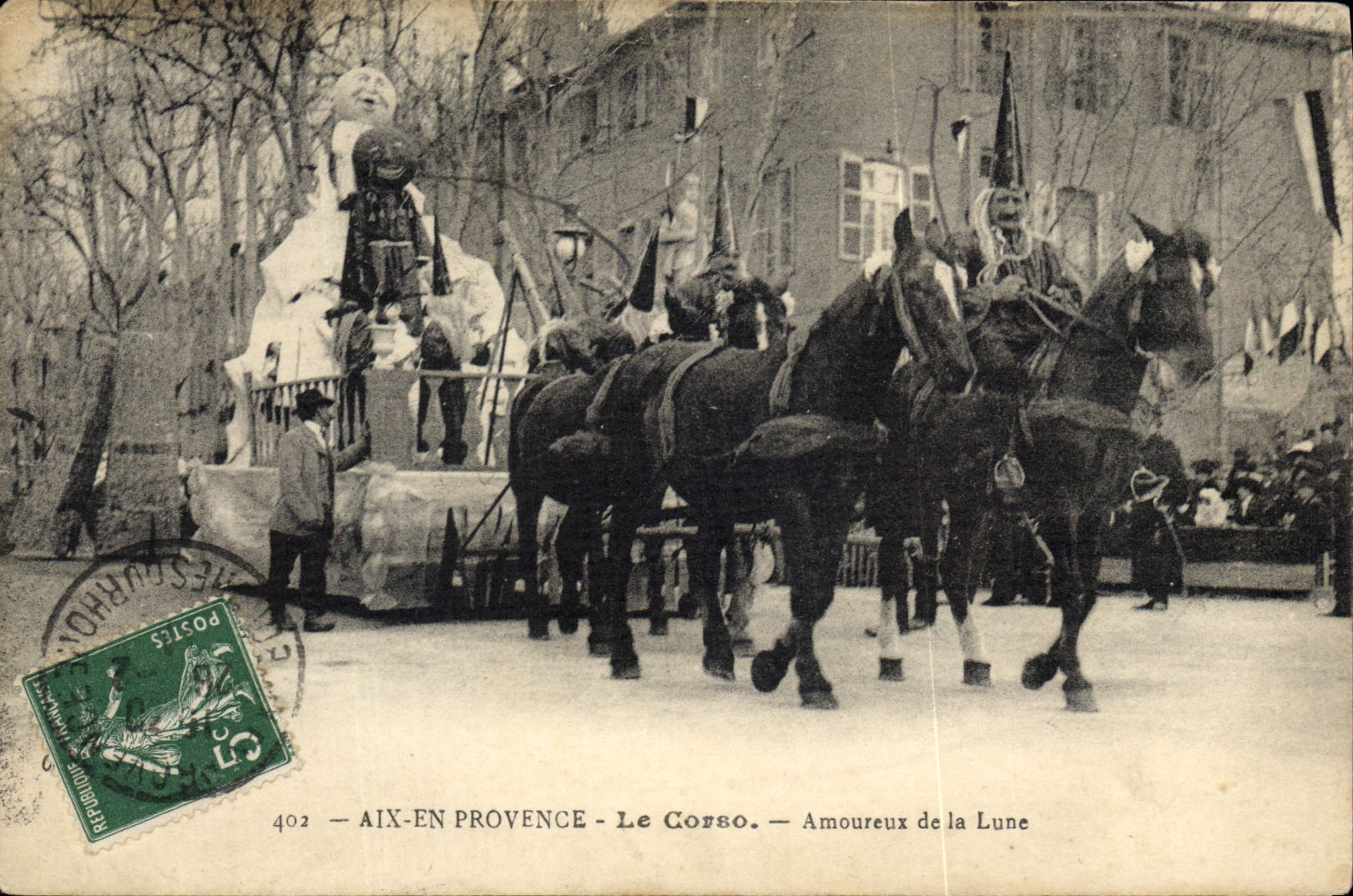 Postal Imaginación Luna Aix en Provence el Corso Enamorado de la luna