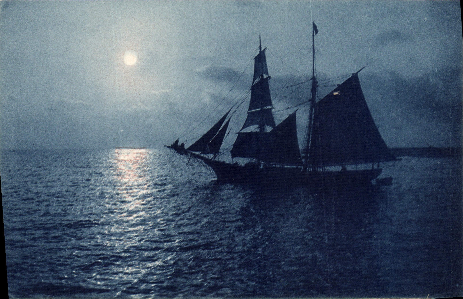 CPA Fantaisie Bateau Lune 