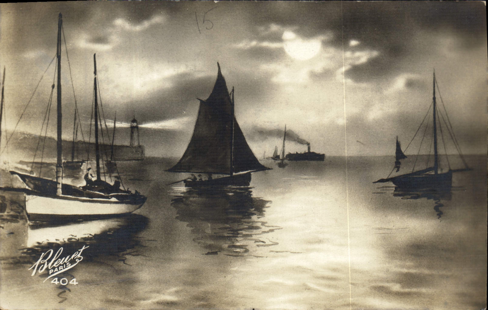 CPA Fantaisie Bateaux Lune 