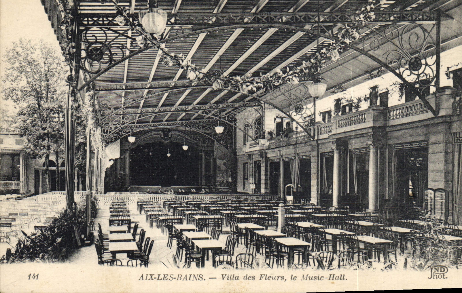 Vintage Postcard Aix the Baths Villa of the flowers the Music Hall