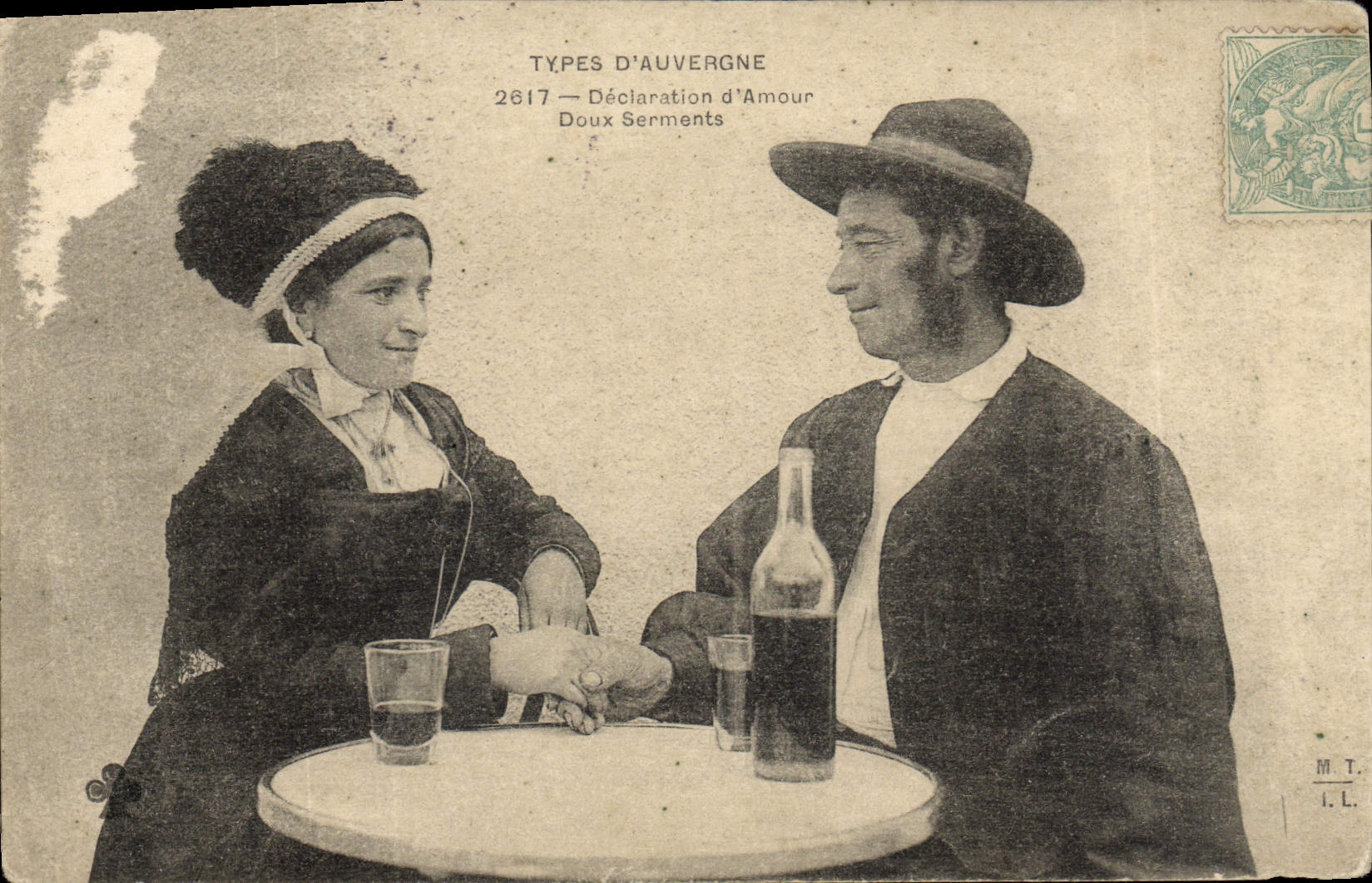 Vintage Postcard Auvergne Folklore a declaration of Soft love oaths