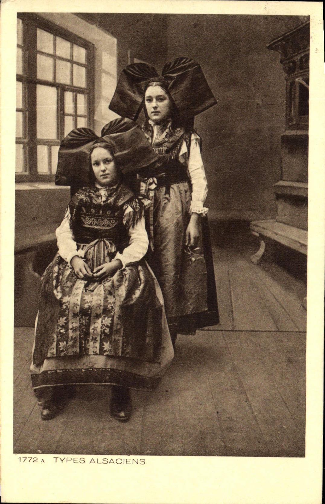 Vintage Postcard Folklore Alsatian standards