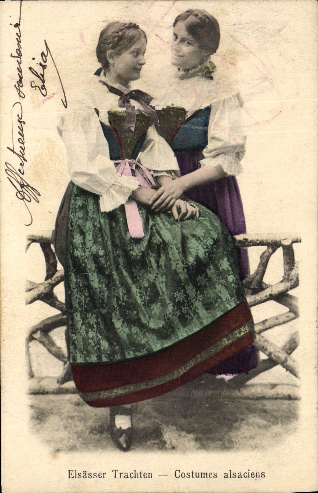 Vintage Postcard Folklore Alsatian Costumes