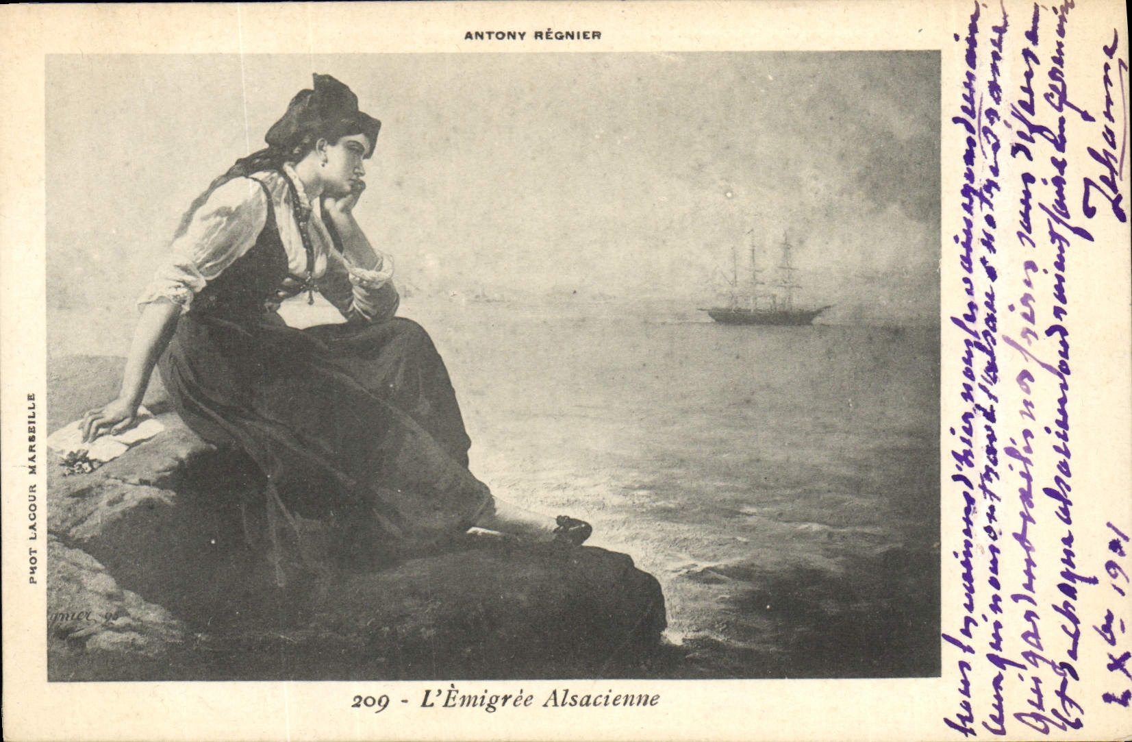 Vintage Postcard Folklore the Alsatian emigree