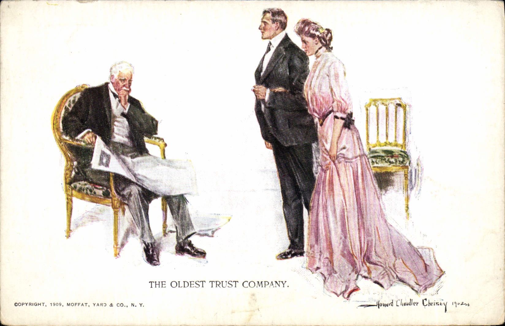 Vintage Postcard Imagination Illustrator The oldest trust company