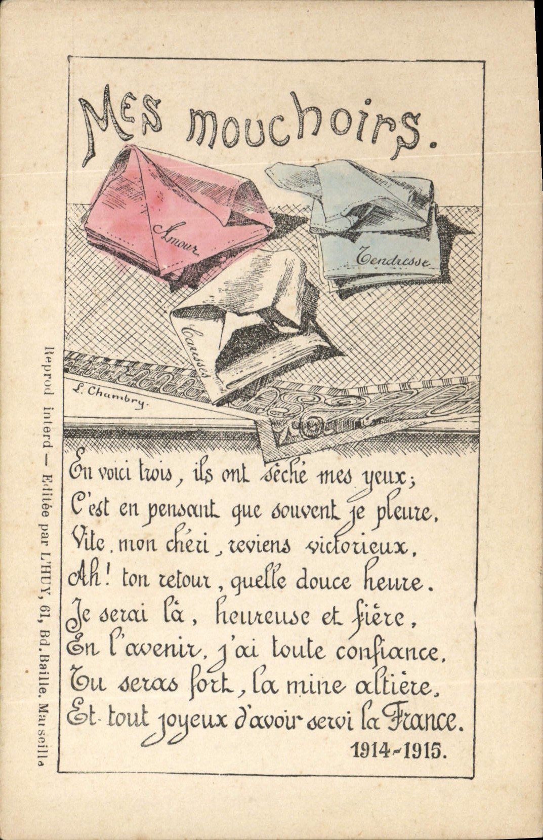 Vintage Postcard Imagination Illustrator My handkerchiefs