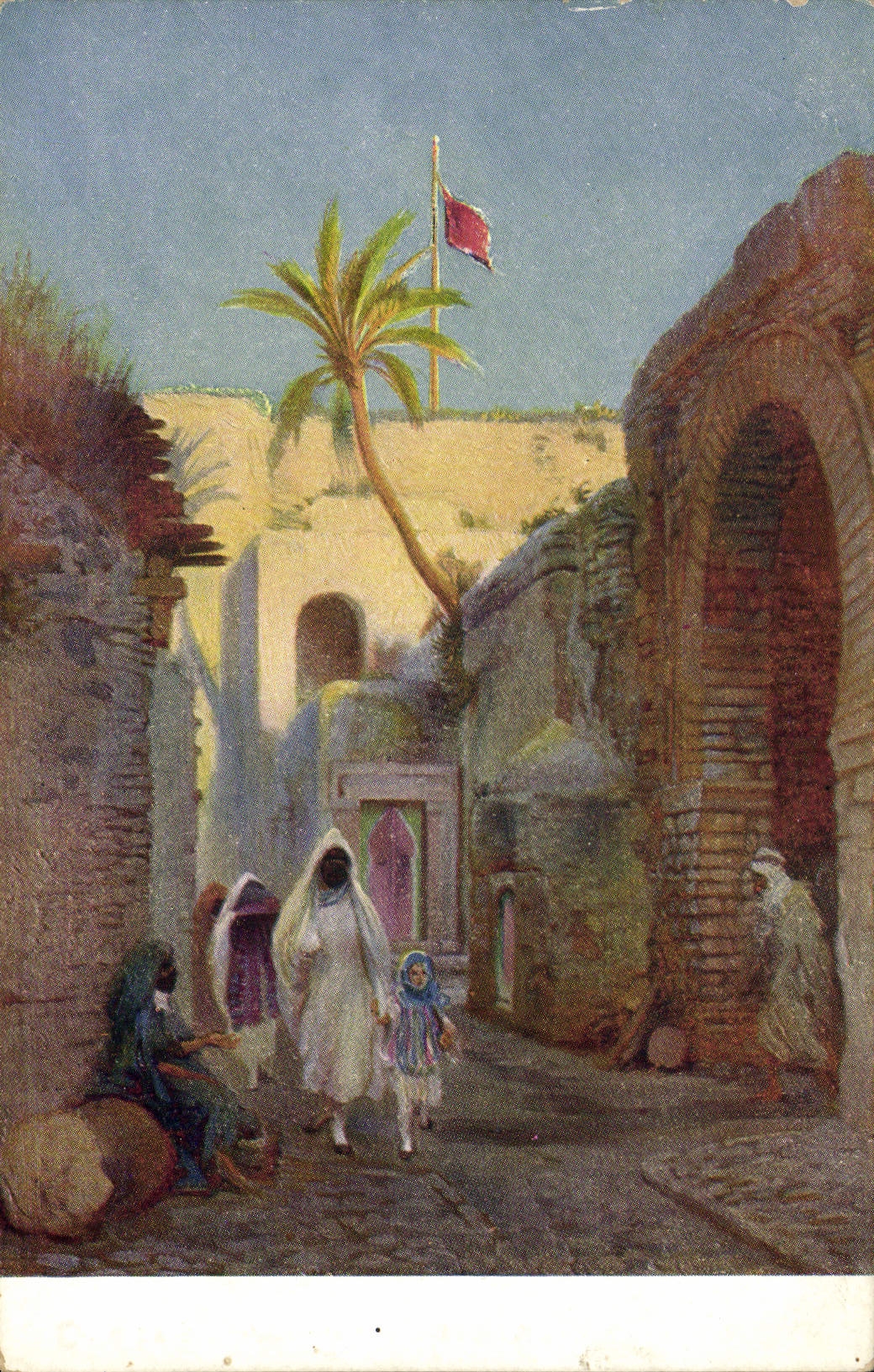 CPA Fantaisie Orientalisme Rue et porte maure