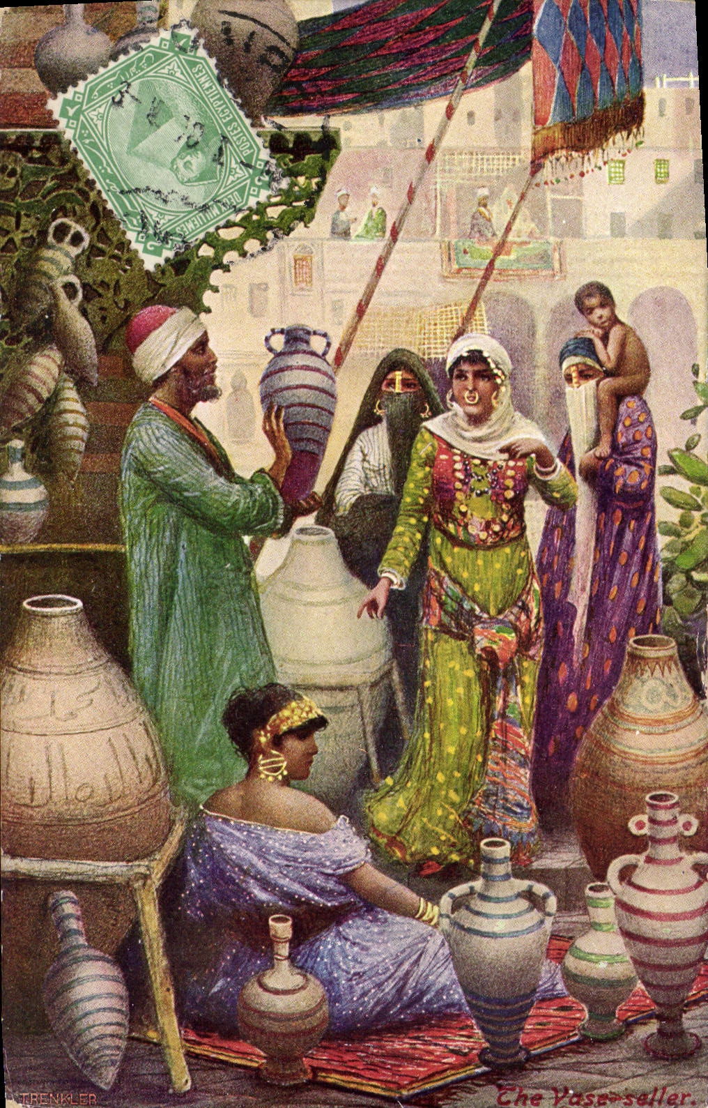 Vintage Postcard Imagination Orientalism The vase to saddle