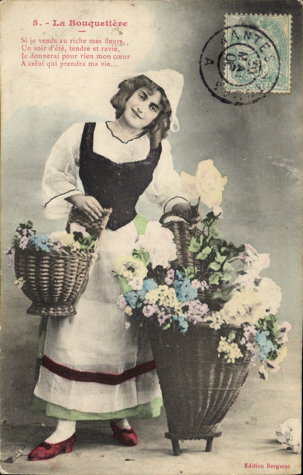 Vintage Postcard Imagination the bouqetiere
