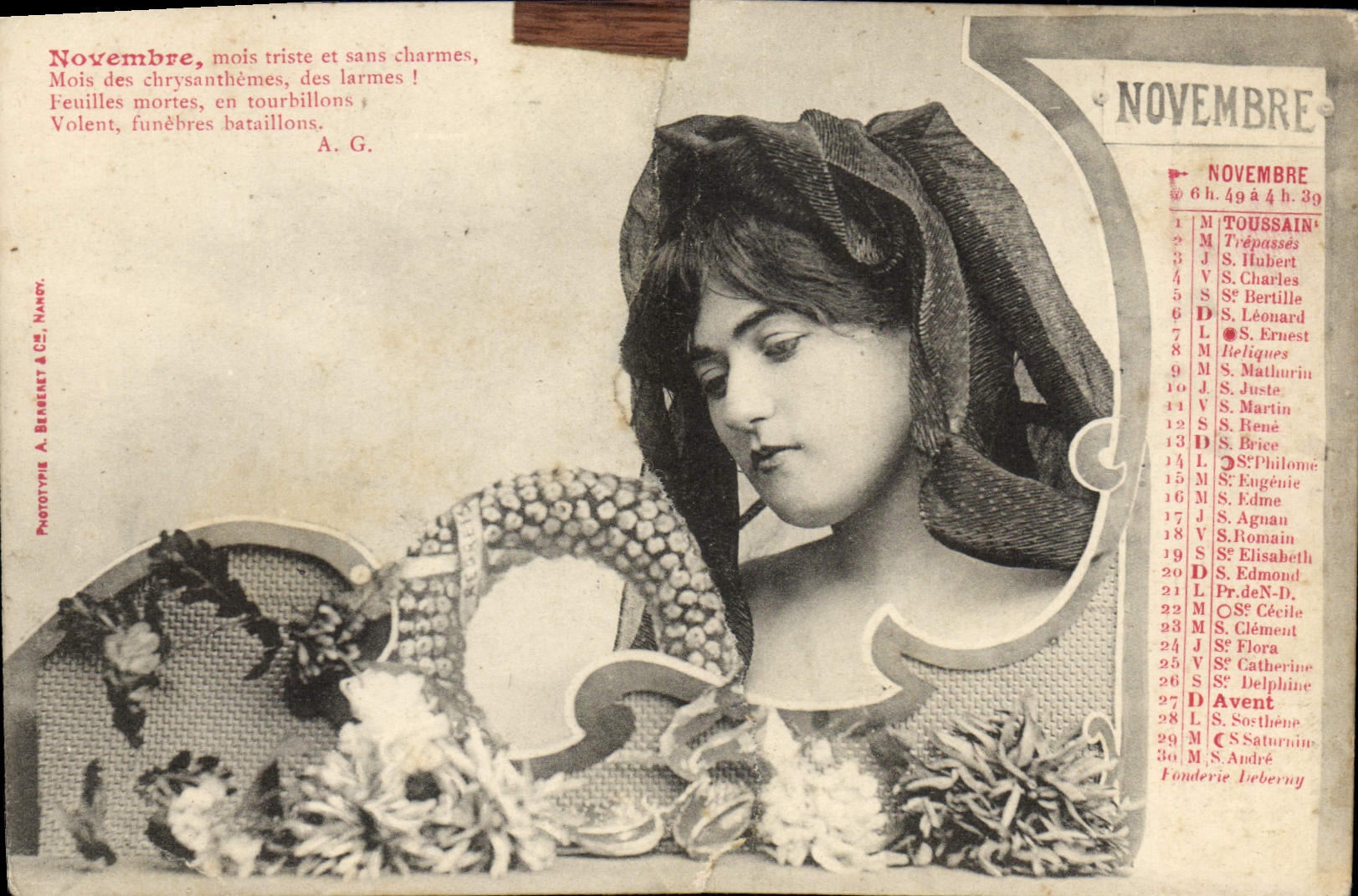 Vintage Postcard Imagination Woman November