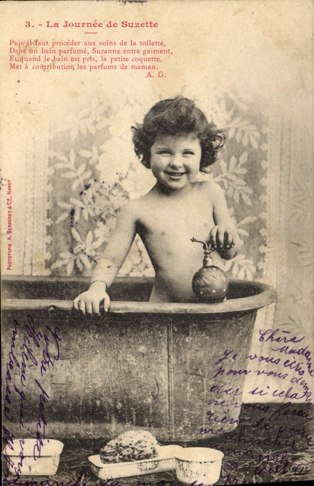 Vintage Postcard Imagination Child the day of Suzette