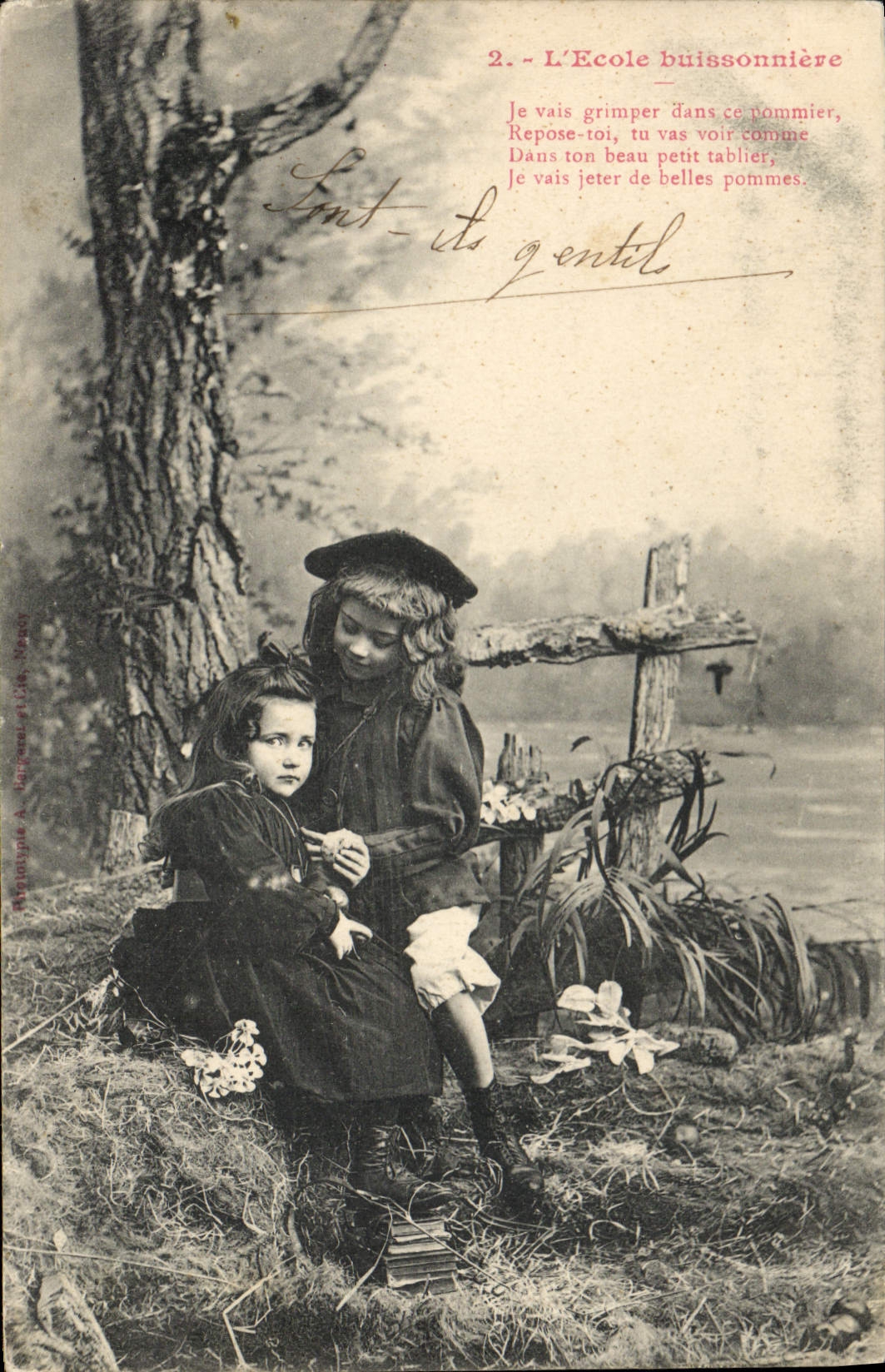 Vintage Postcard Imagination Child the school buissonniere