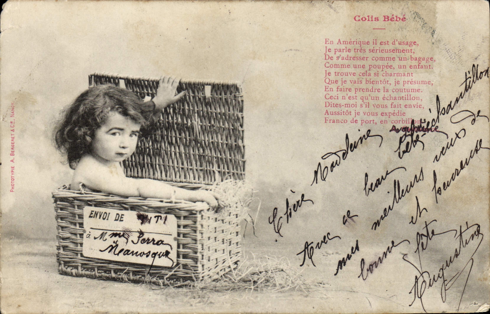 Vintage Postcard Imagination Child Parcel baby