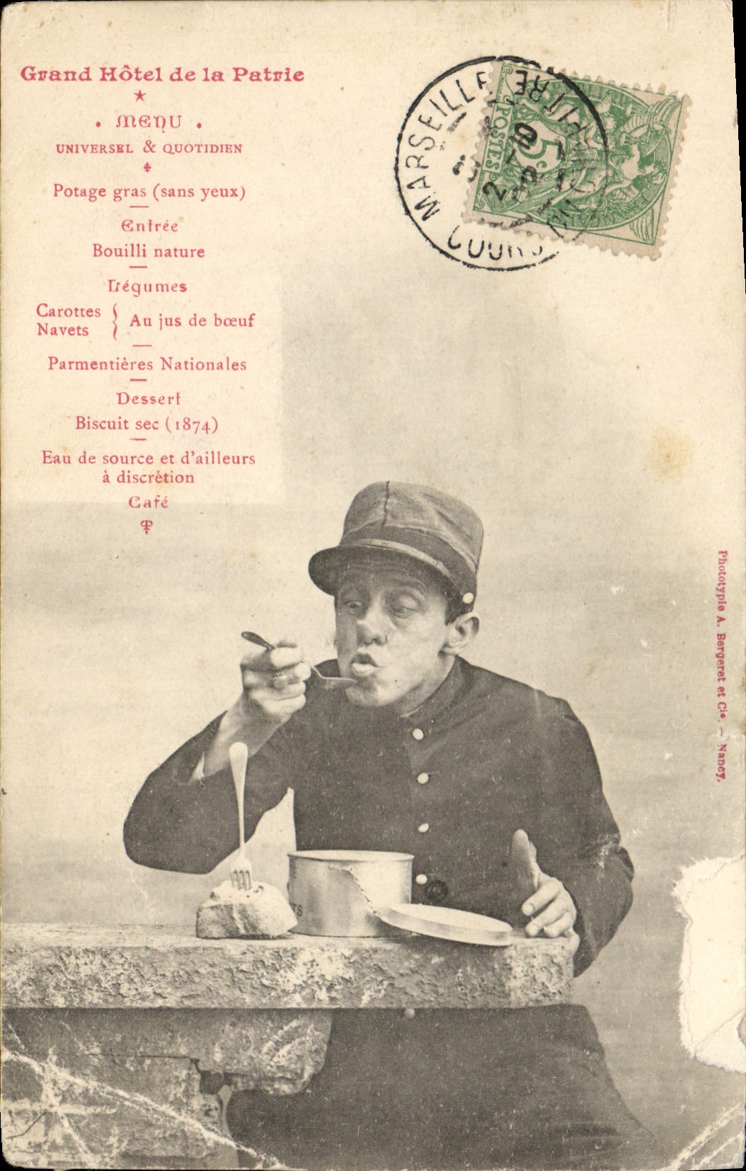 CPA Fantaisie Grand Hotel de la Patrie Soldat 