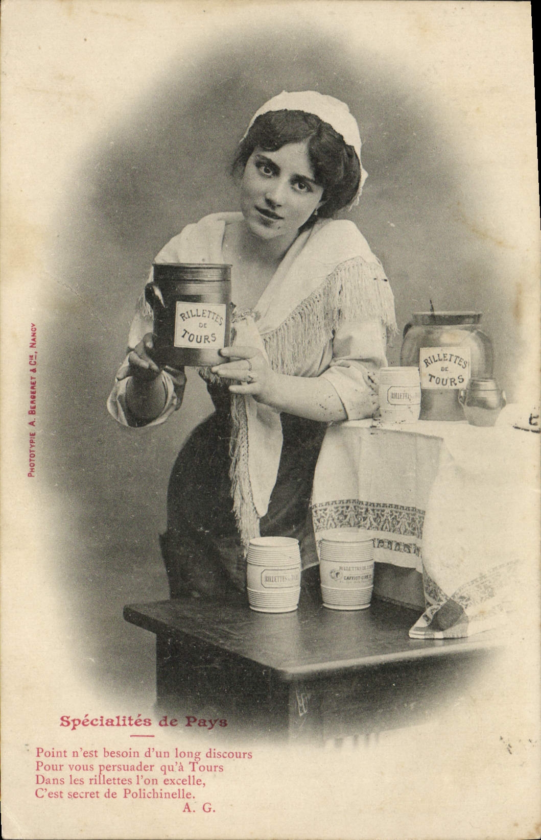 Vintage Postcard Imagination Woman Specialities of the payx Rillettes Towers