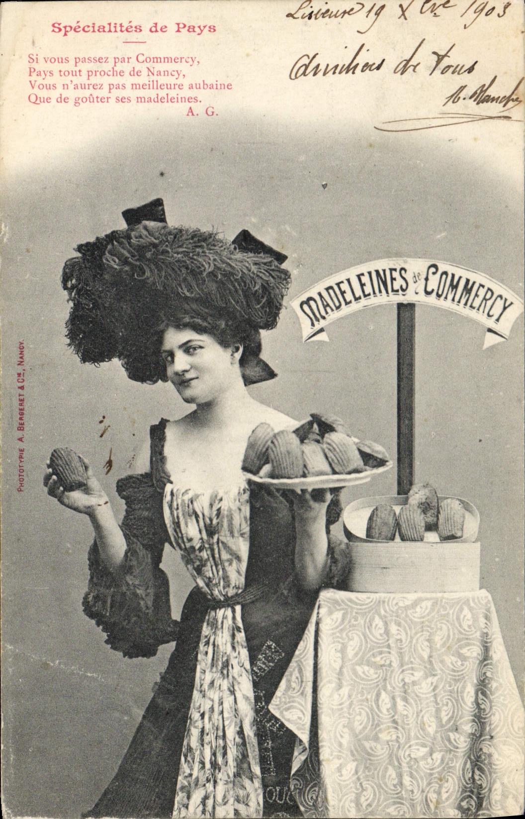 Vintage Postcard Imagination Woman Madeleines of Commercy