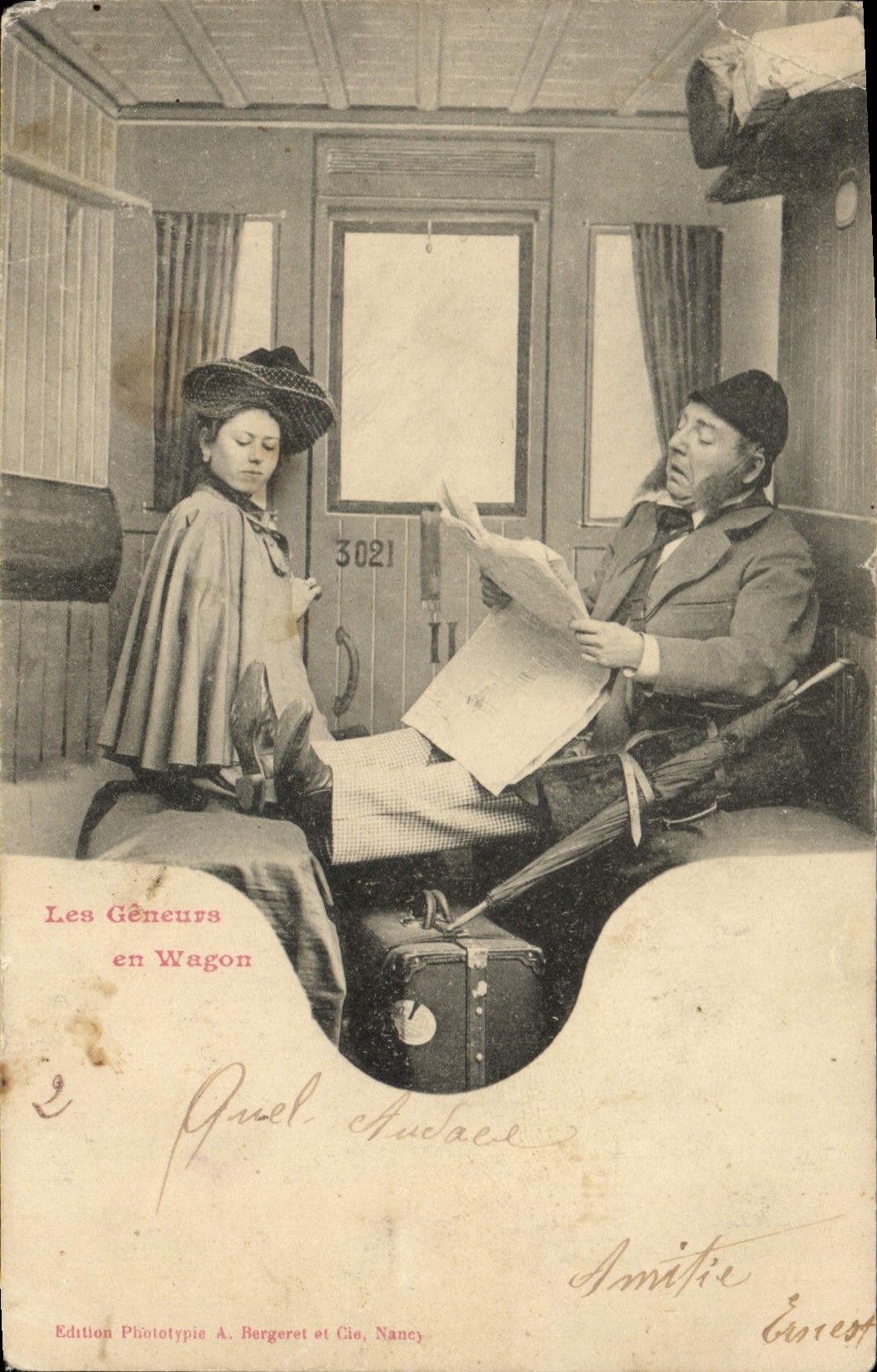 CPA Fantaisie Les geneurs en wagon 
