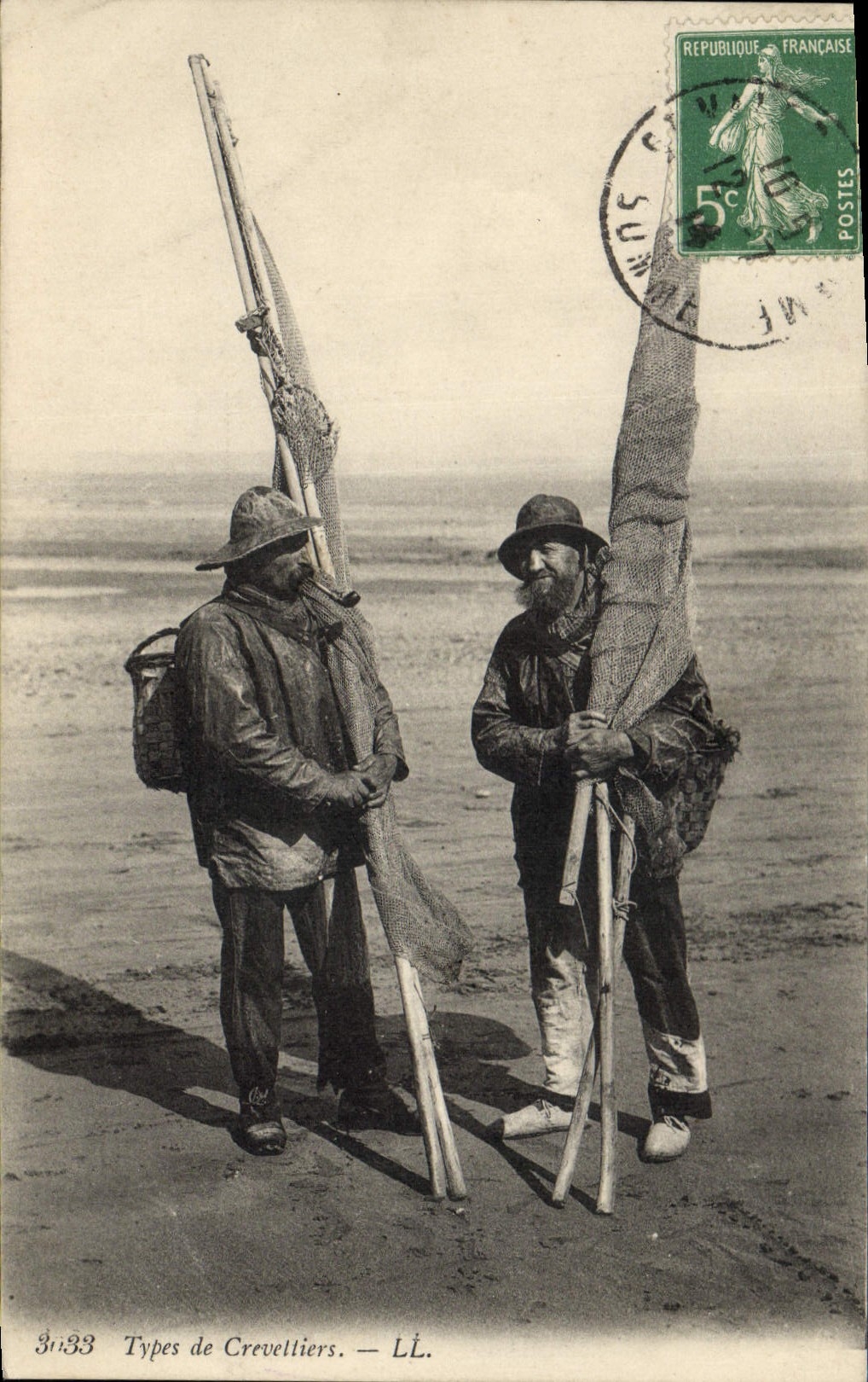 Postal Pesca Modelo de crevetiers