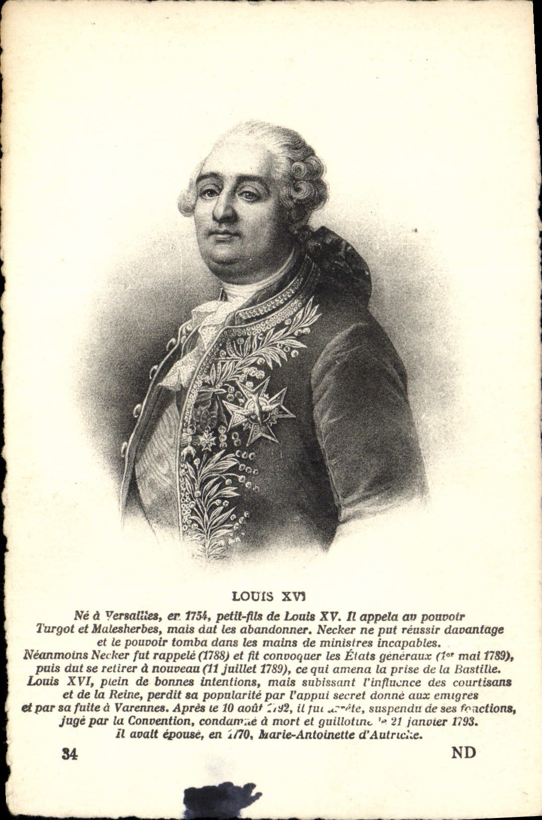 CPA Louis XVI Roi de France