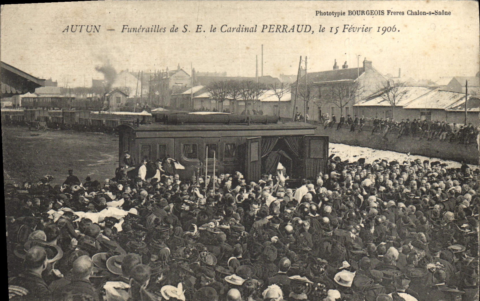 Vintage Postcard Autun Funeral of SE the cardinal Perraud February 15th, 1906