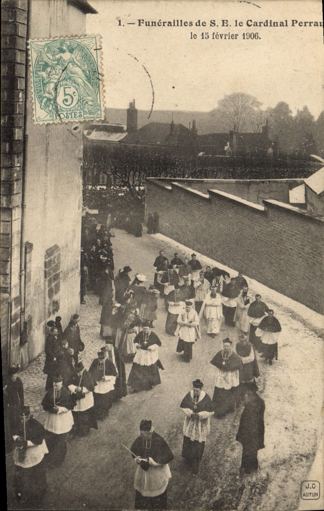 Vintage Postcard Funeral of SE the cardinal Perraud February 15th, 1906