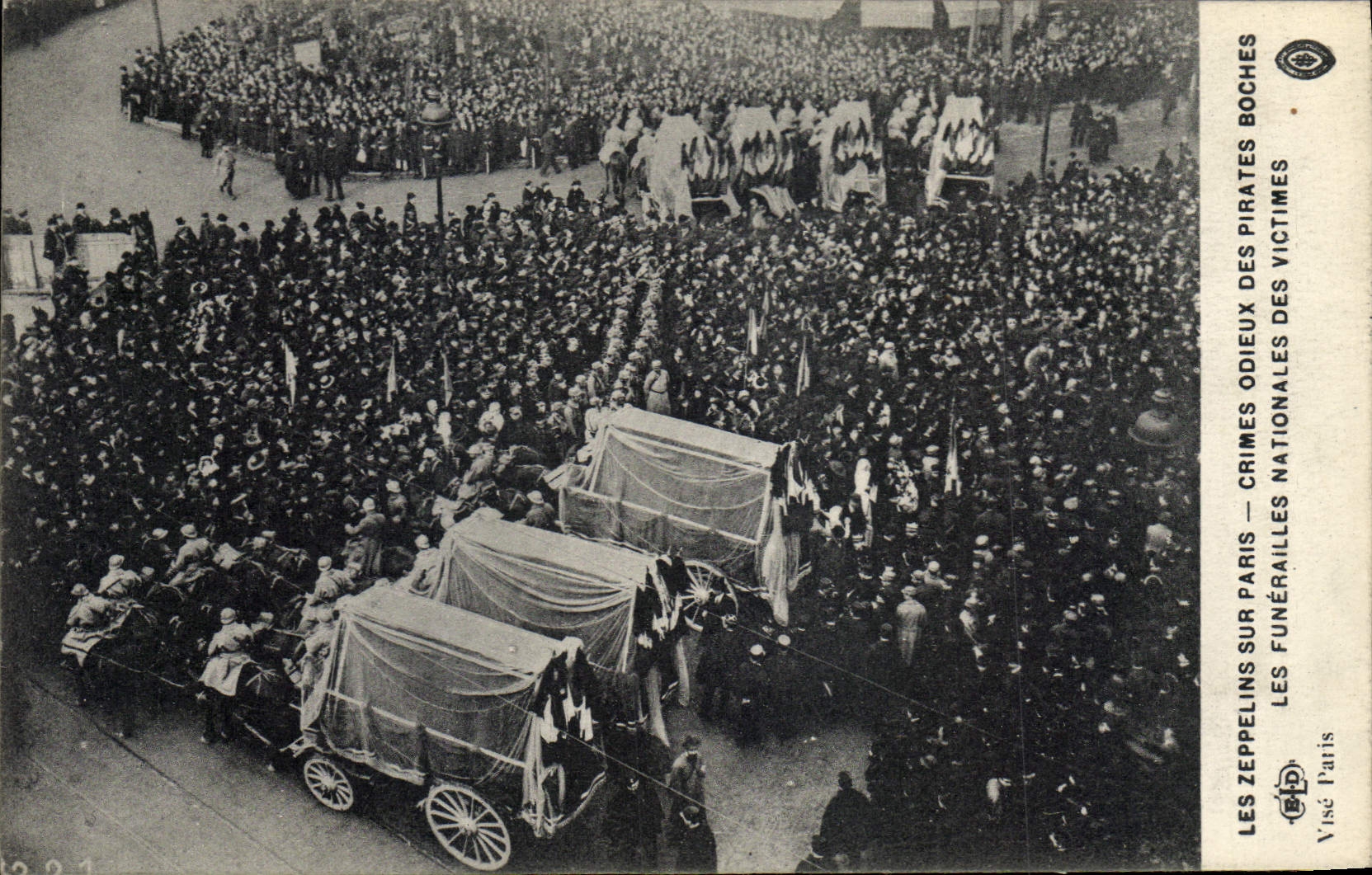 Vintage Postcard zeppelins of Paris national Funeral of the victims