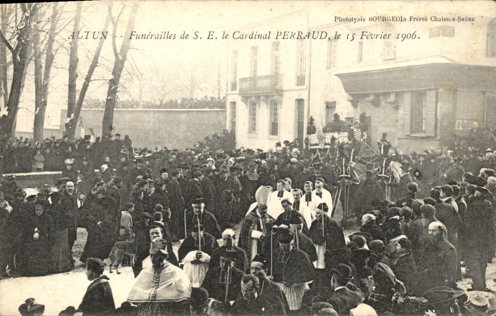 Vintage Postcard Autun Funeral of St the cardinal Perraud February 15th, 1906