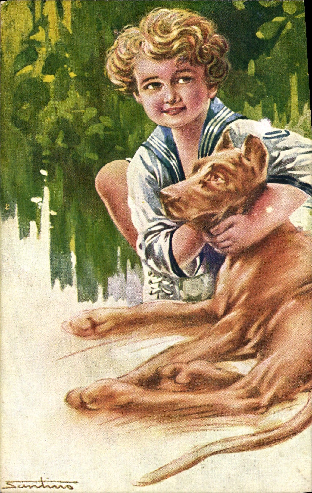 CPA Chien Chiens Chiot Enfant 