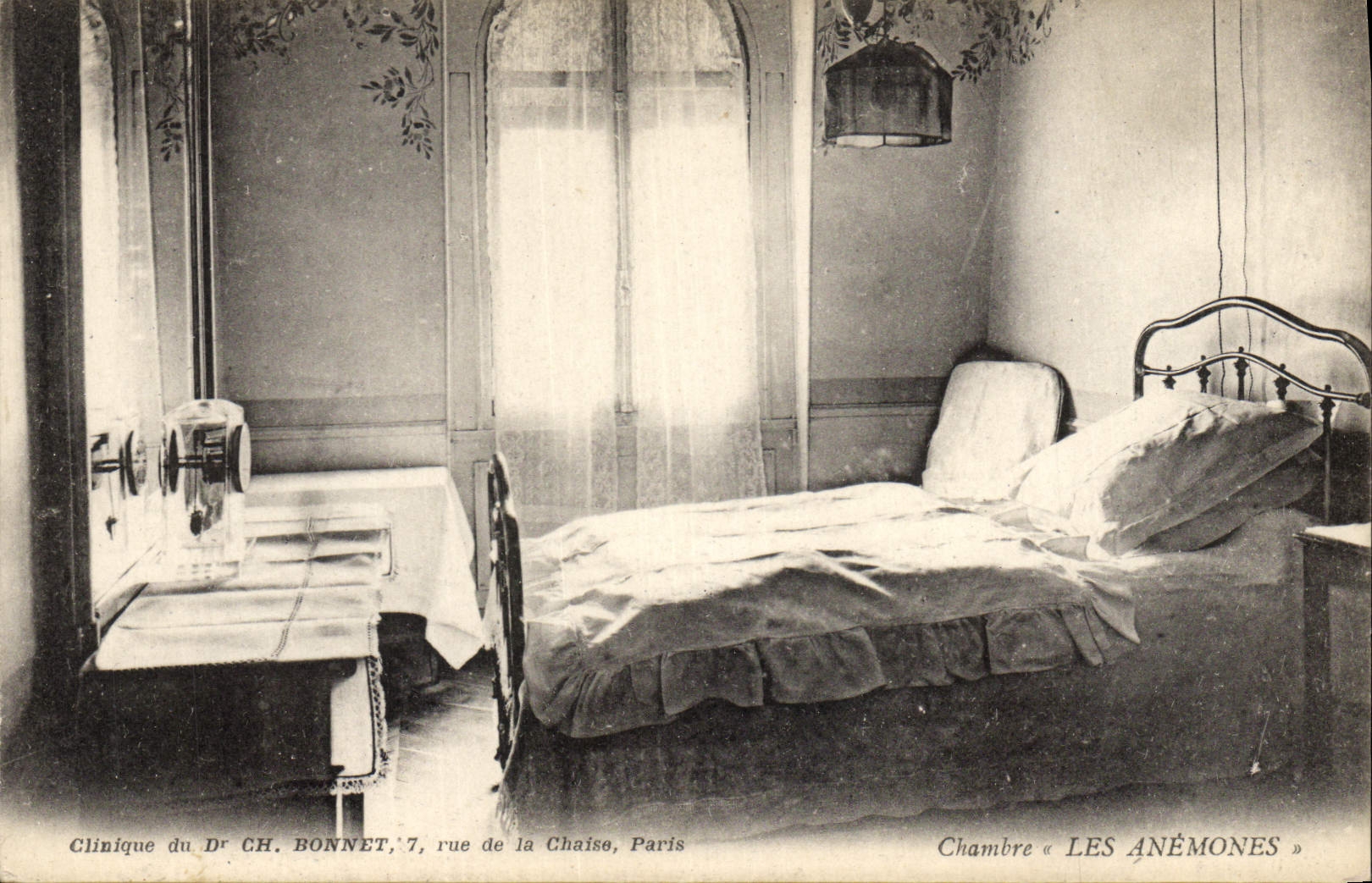 Clinical Vintage Postcard Militaria of Dr. CH Bonnet Street of the Chair Paris Rooms Anemones