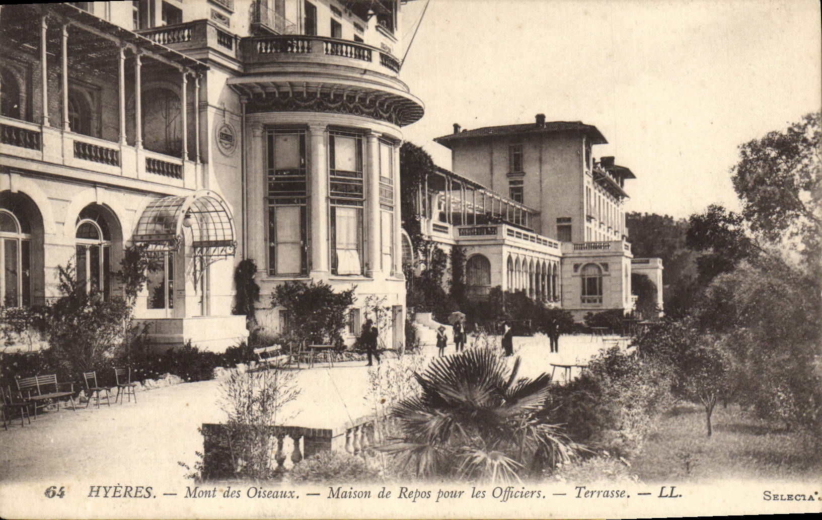 Postal Militaria Hyeres Monte de los Pájaros Asilo para los funcionarios Terraza