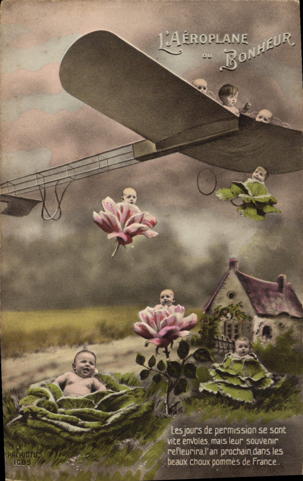 CPA Fantaisie Enfant Bebe Avion Aviation