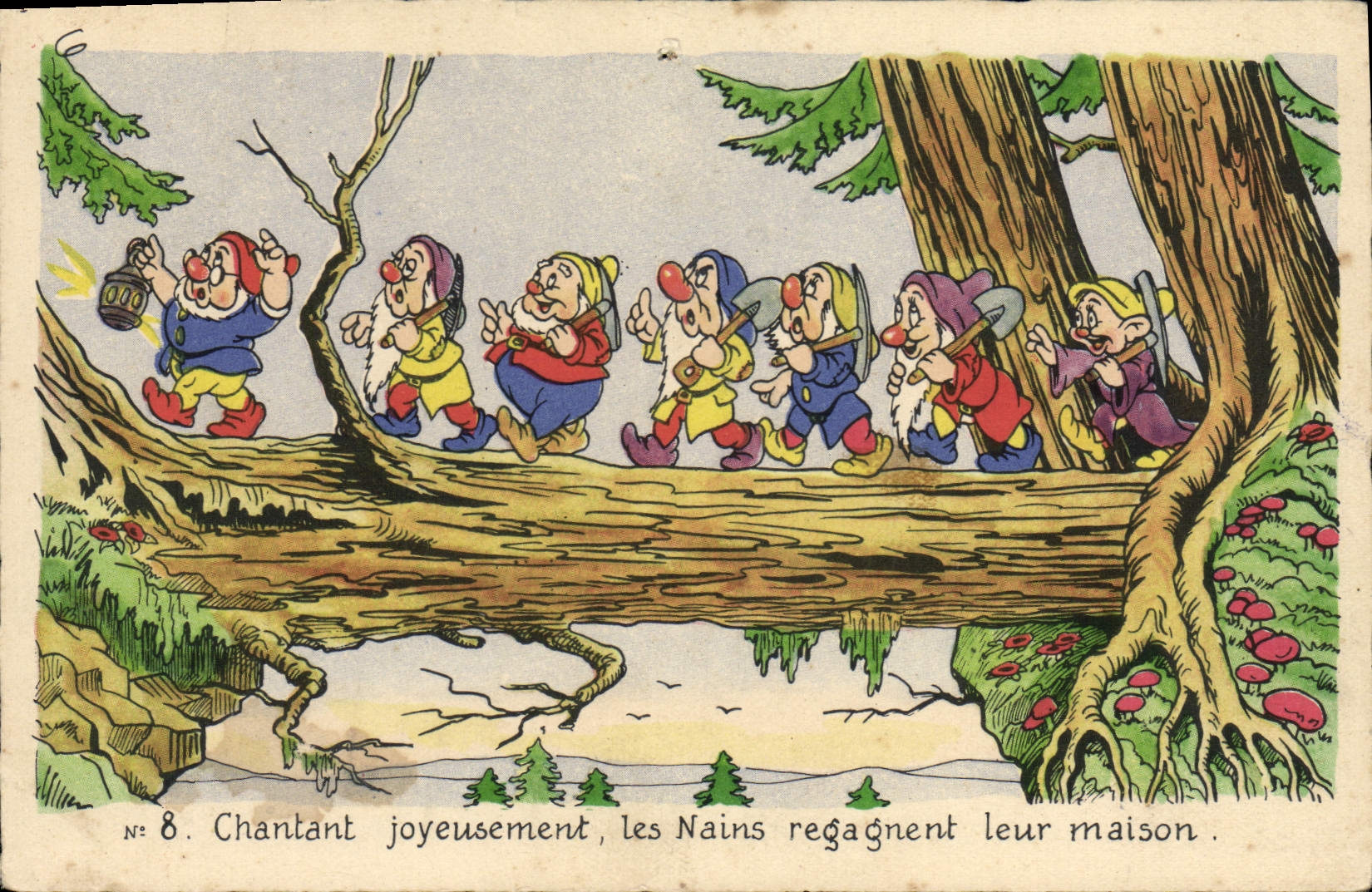 CPA Fantaisie Illustrateur Walt Disney Blanche Neige et les sept nains 