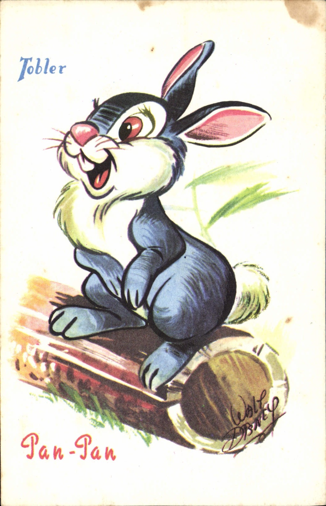 Vintage Postcard Imagination Illustrator Walt Disney Tobler Side Side Rabbit