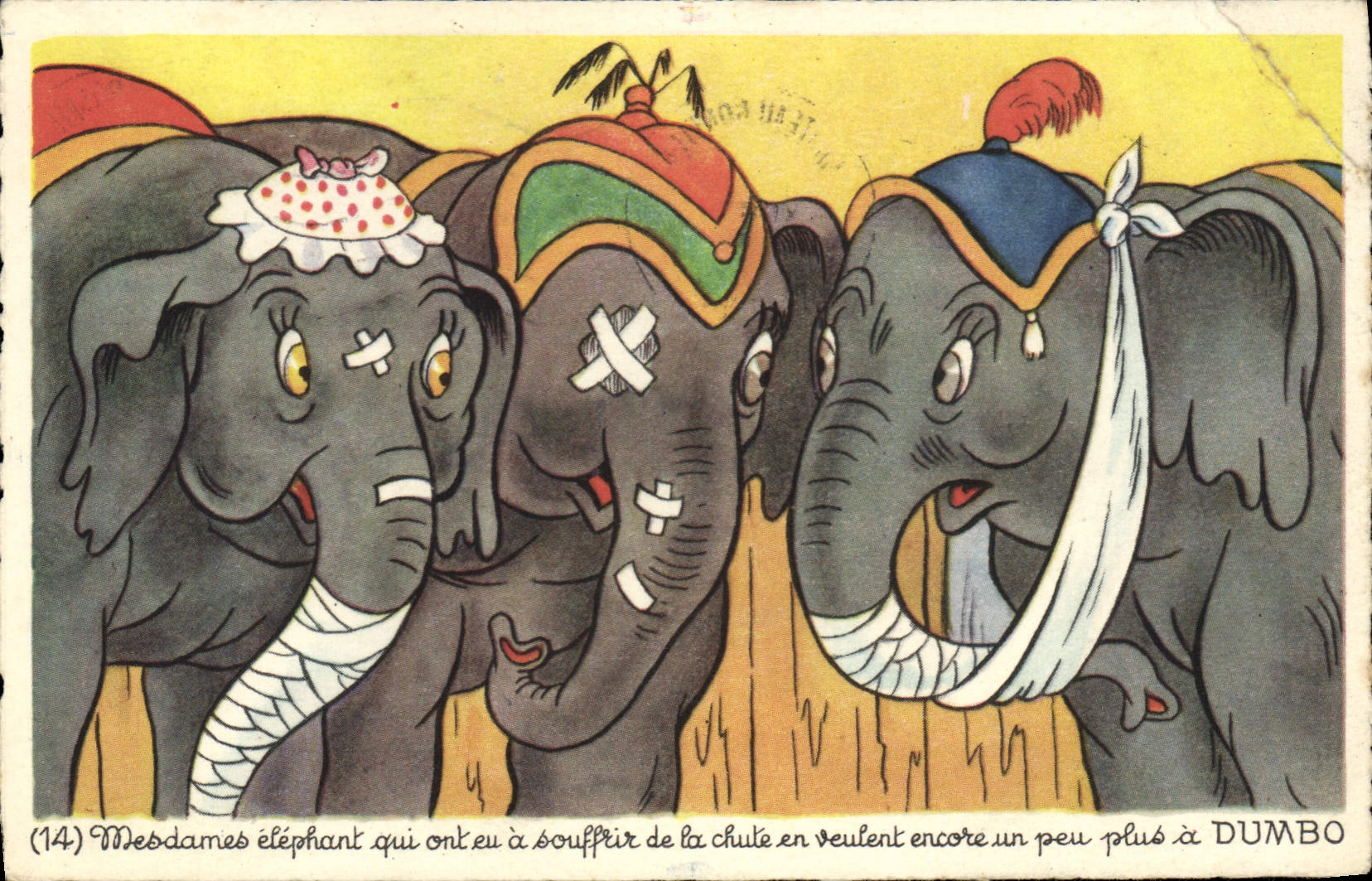 Vintage Postcard Imagination Illustrator Walt Disney Elephant