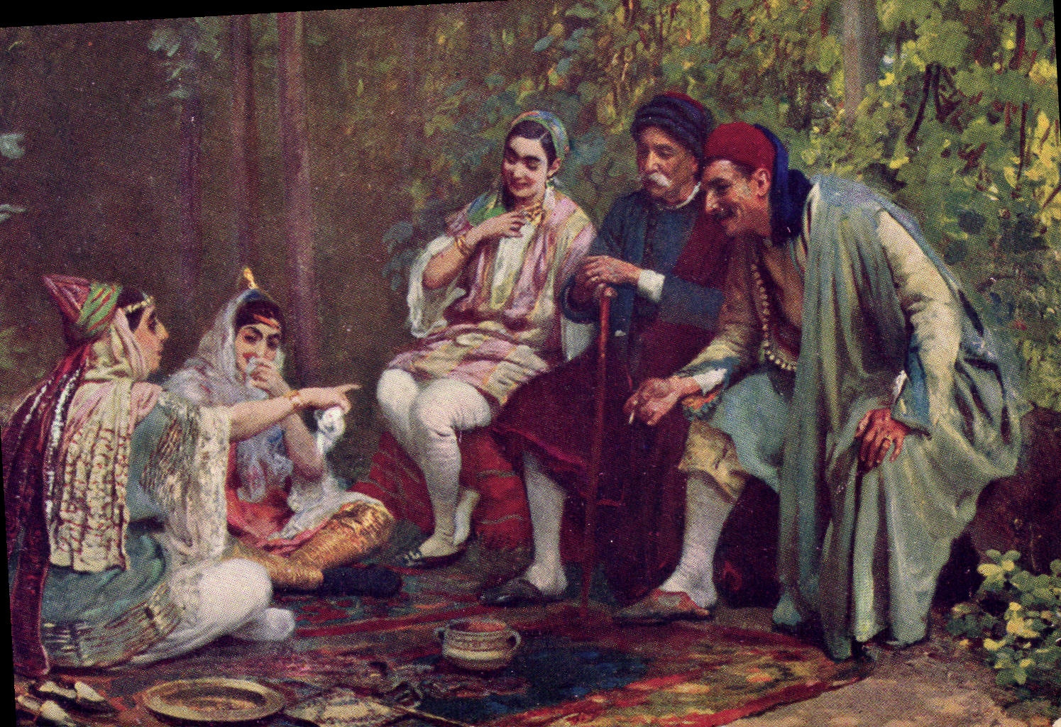 Vintage Postcard Fantaisie Orientalism Jews has one Judaica holiday