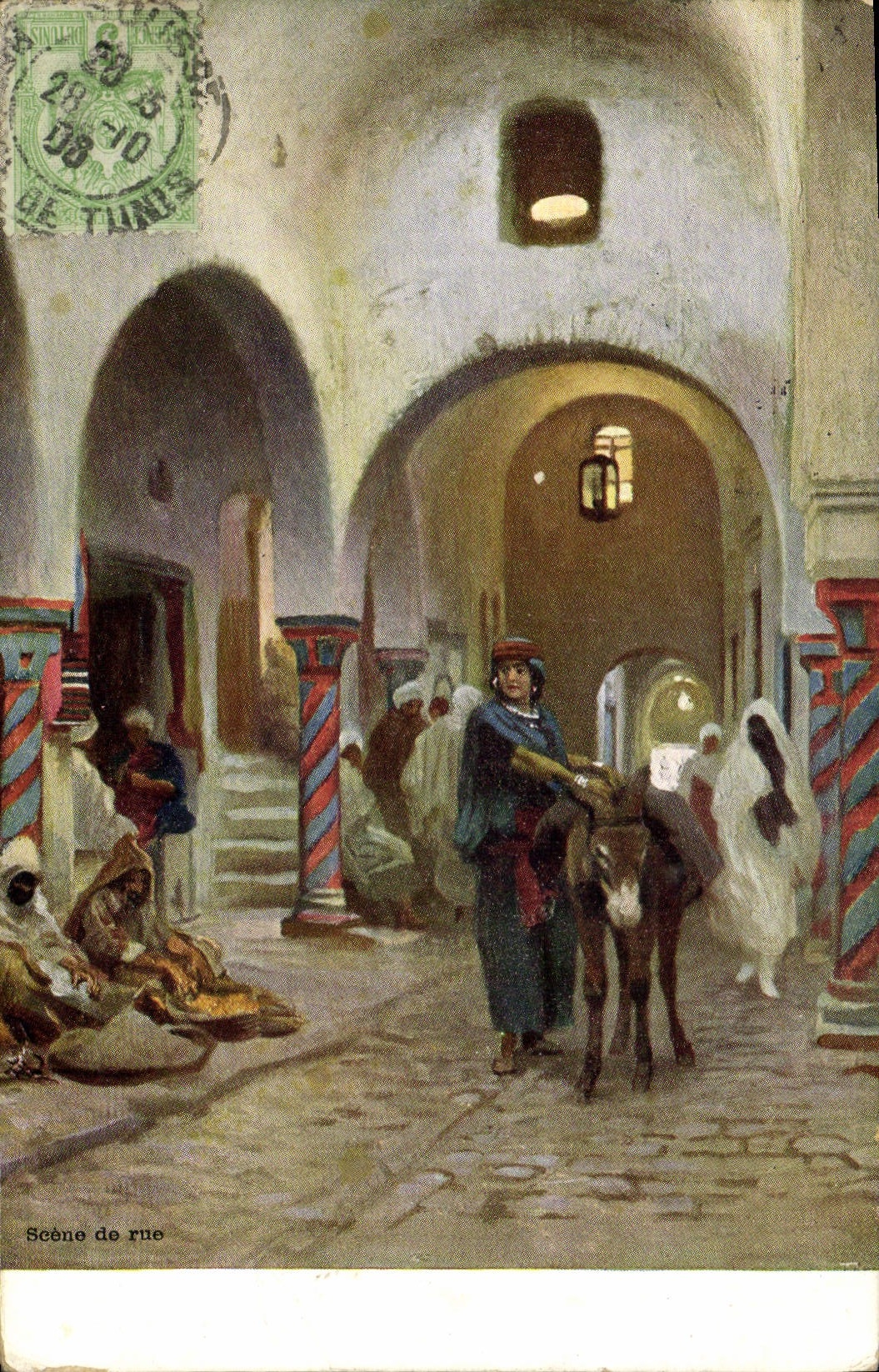 Vintage Postcard Imagination Orientalism Scene of reue Donkey Mule