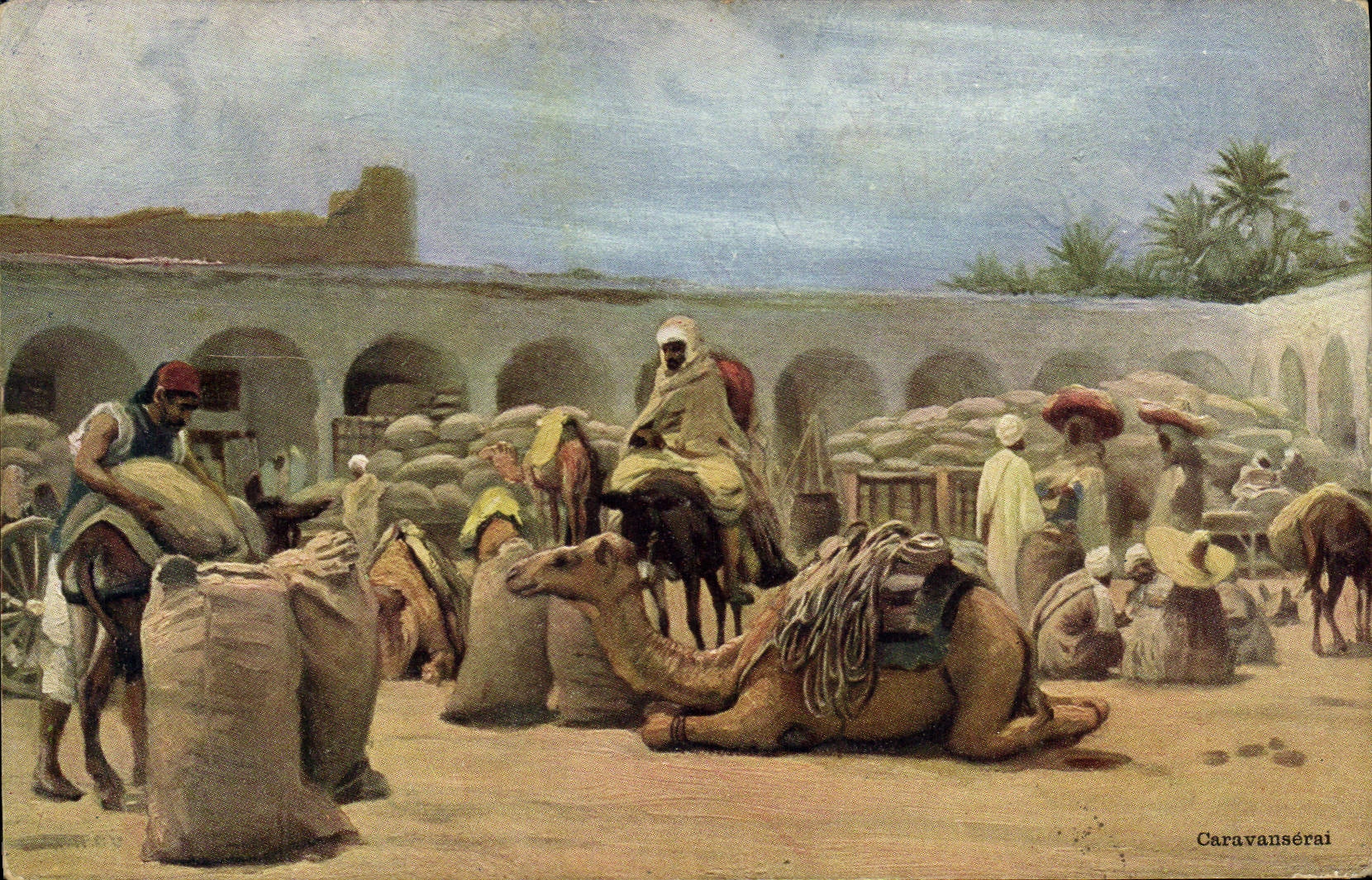 Vintage Postcard Imagination Caravanserai Orientalism
