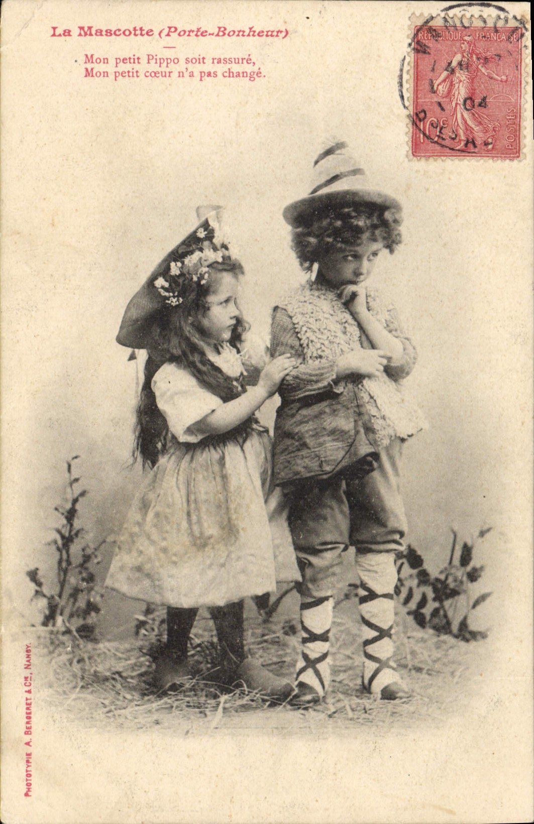 Vintage Postcard Fantaisie Child the mascot Carries happiness