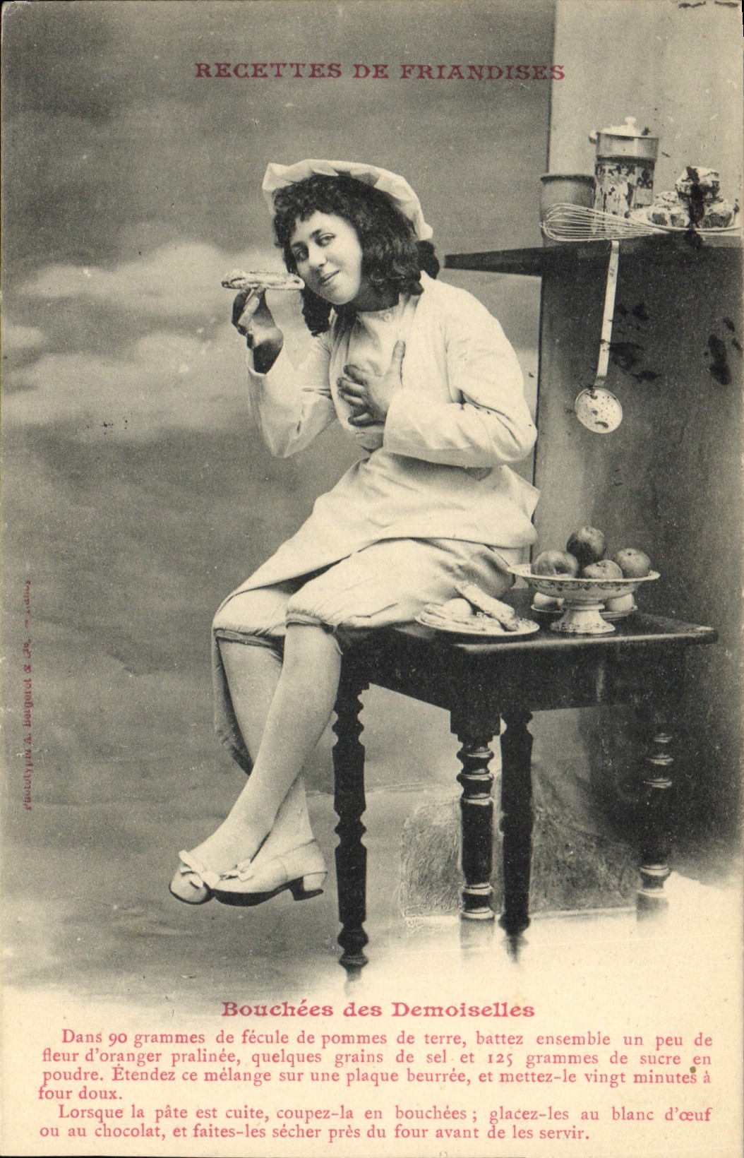 Vintage Postcard Imagination Child Receipts of delicacies Stopped of the young ladies