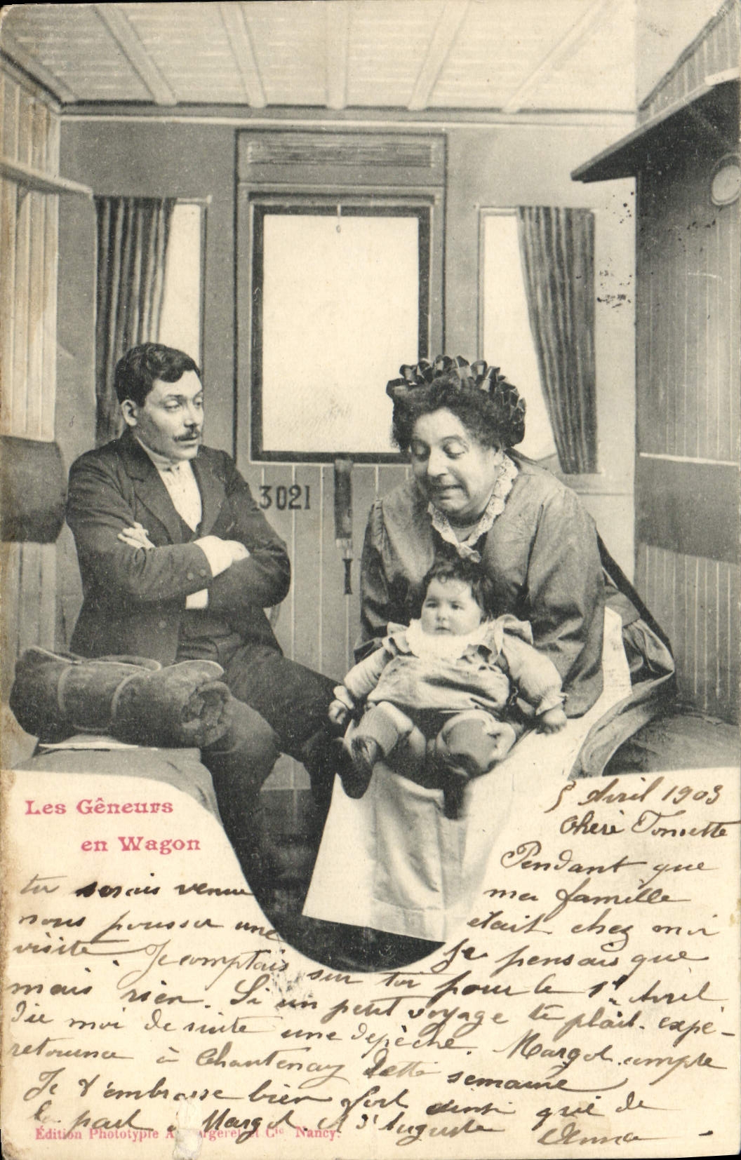 Postal Imaginación los molestadores del vagón