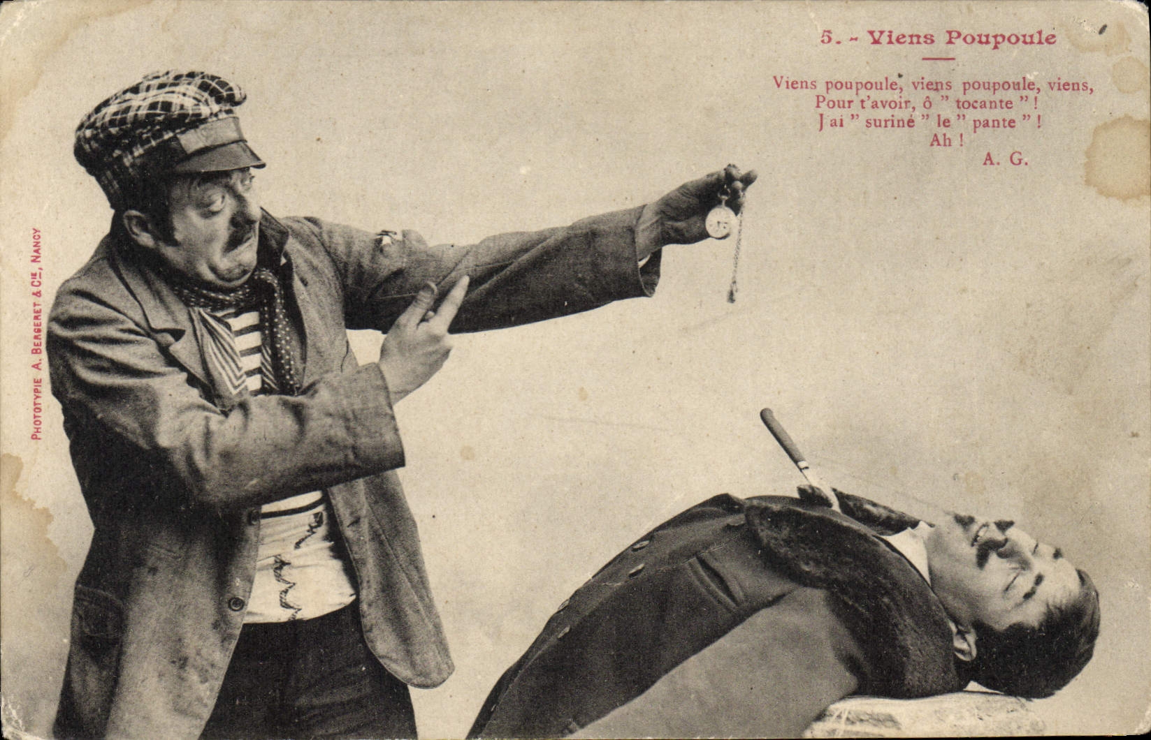 CPA Fantaisie Homme Viens poupoule 