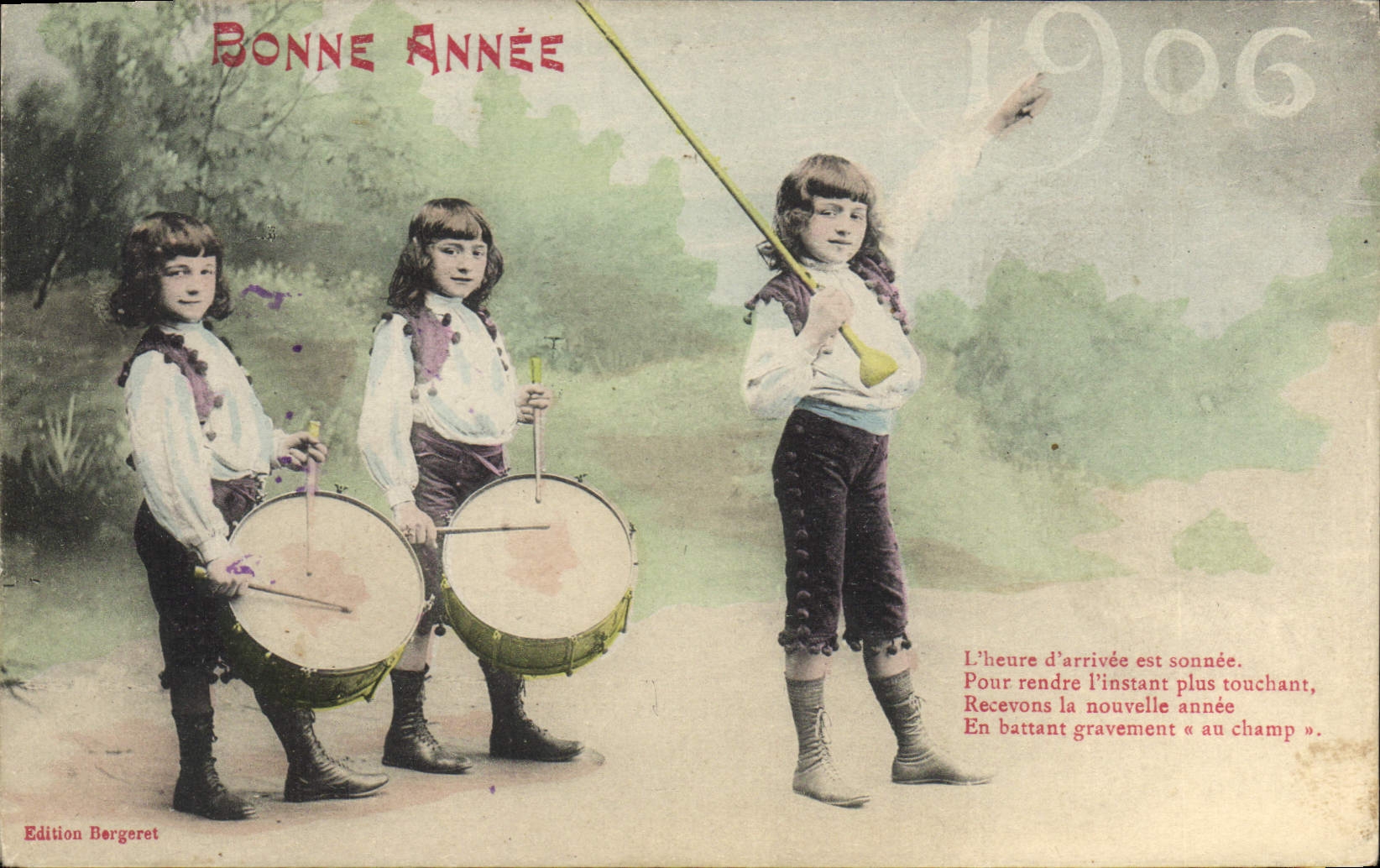 Vintage Postcard Imagination Children Happy new year