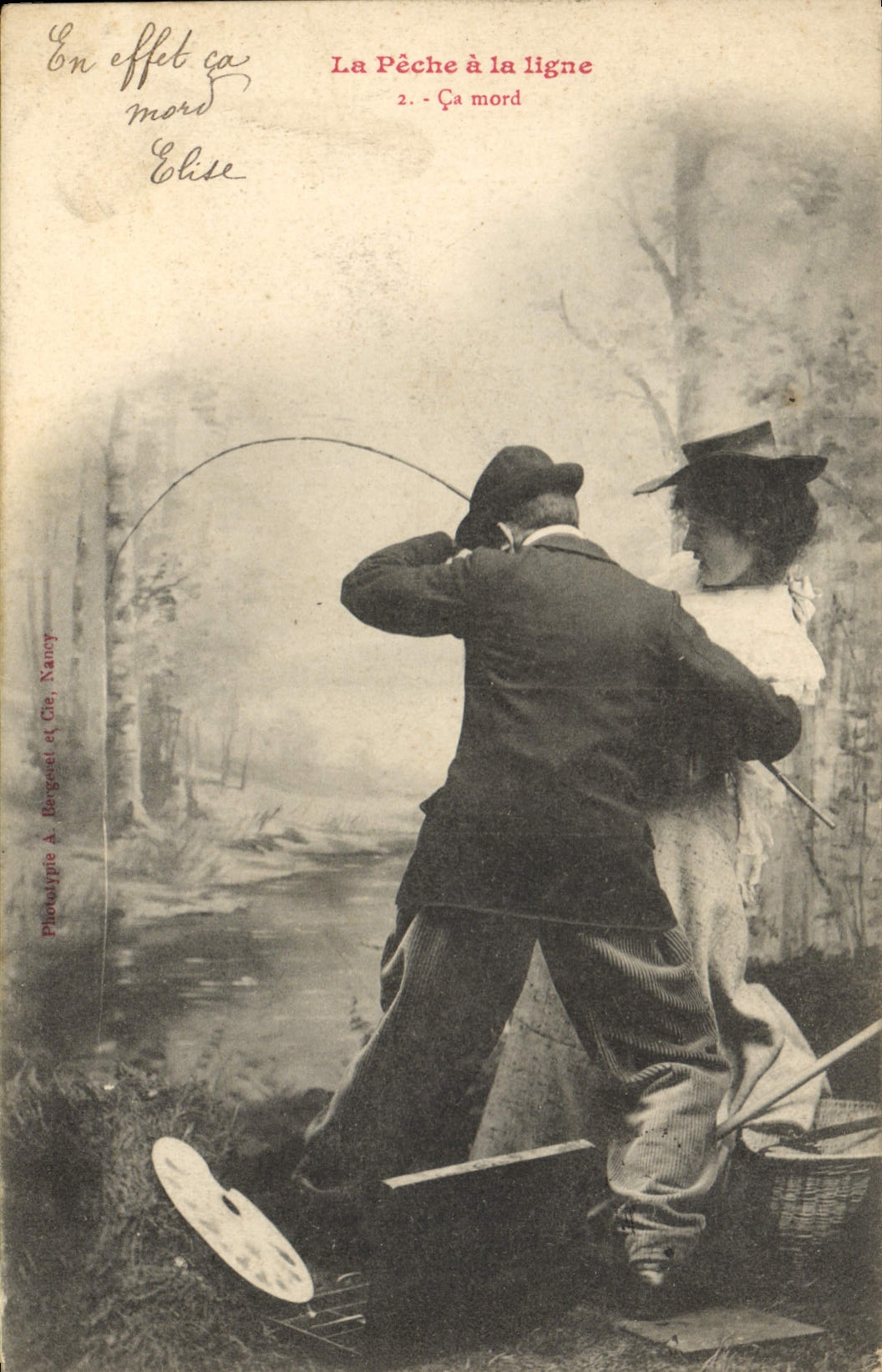 CPA La peche a la ligne Ca mord 