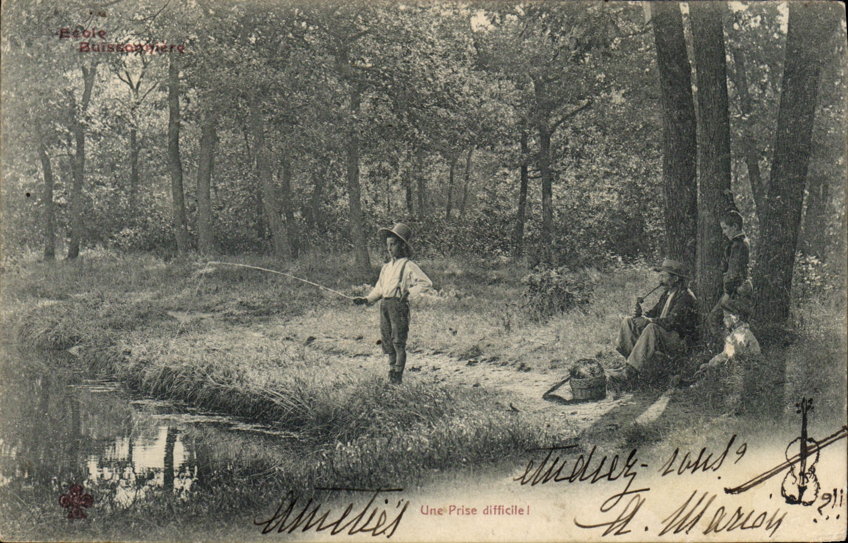 Postal Pesca Escuela buissonniere una toma difícil