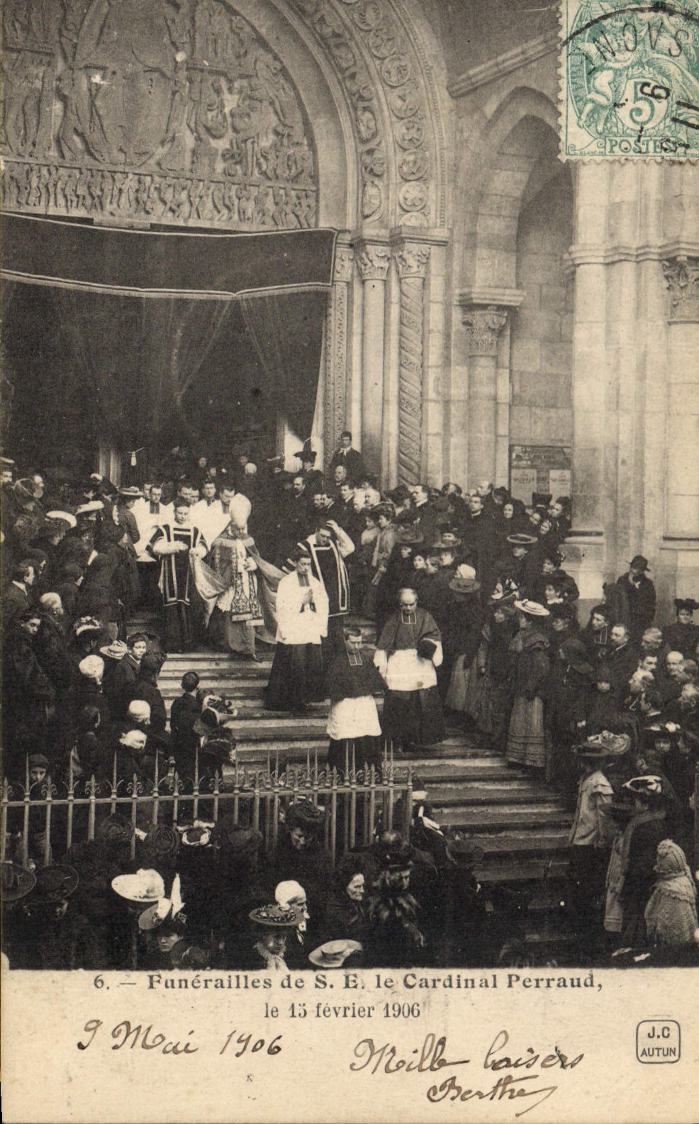 Vintage Postcard Dead Funeral of SE the cardinal Perraud February 13th, 1906