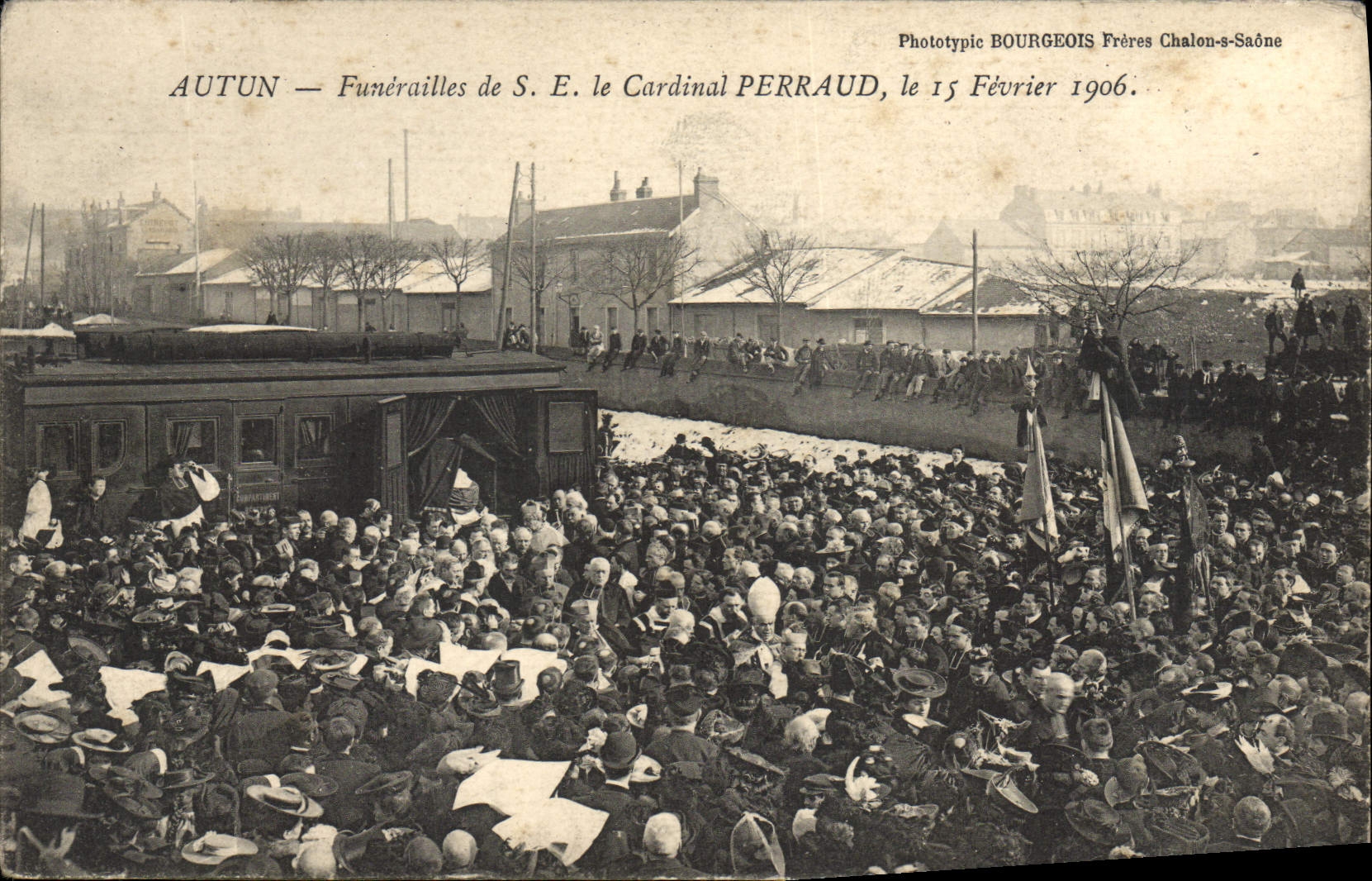 Vintage Postcard Dead Funeral of SE the cardinal Perraud Autun