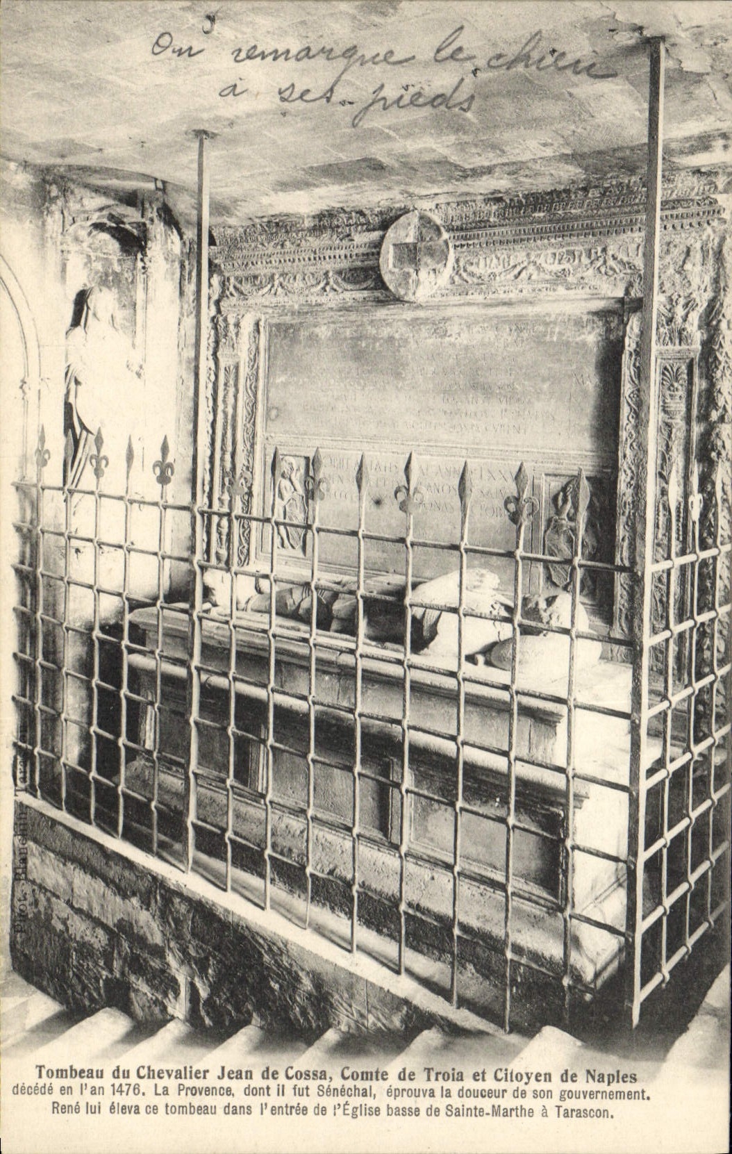 Vintage Postcard Dead Tomb of the Knight Jean de Cossa Count de Troia and citizen of Naples