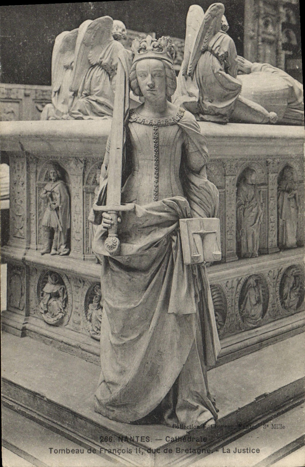 Vintage Postcard Dead Cathedral Nantes Tomb of François II duke of Brittany justice