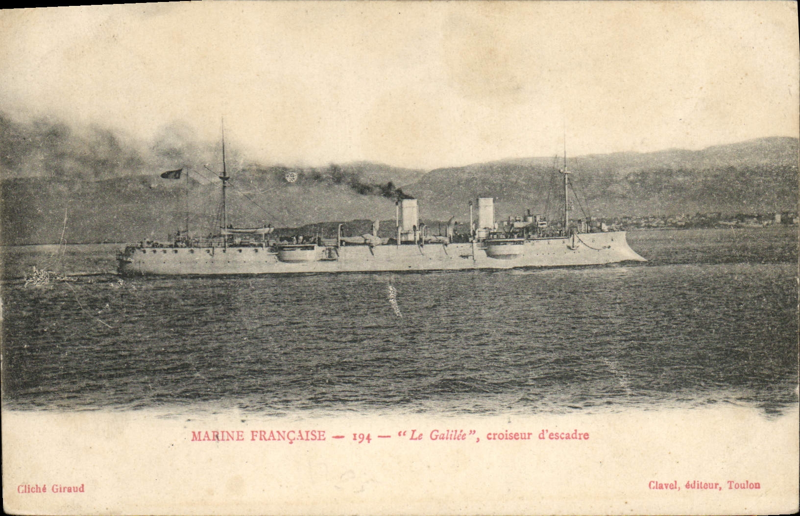 Vintage Postcard Boat Galileo Cruiser of squadron